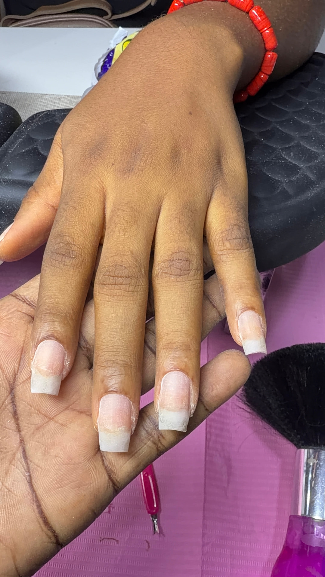 Grown out natural nails before a BIAB builder gel overlay